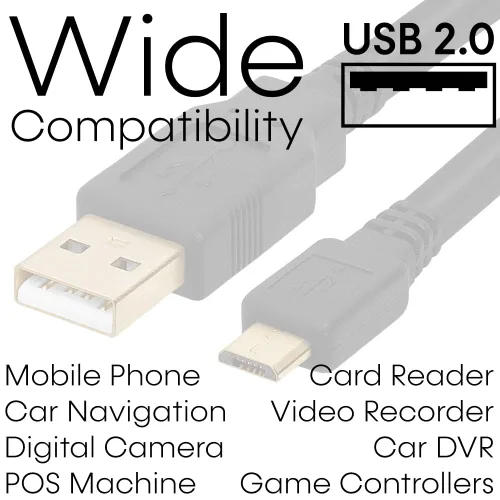 Vista 7 de Cmple - Cable micro USB de 1.5 pies macho a macho. Cable de carga micro USB de sincronización de datos USB a USB para teléfono Android, portátil