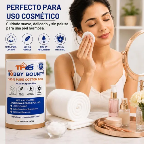 Vista 4 de Rollo de algodón puro absorbente de 2.205 libras de lana enrollada, multiusos, uso suave para sala de primeros auxilios quirúrgicos, removedor