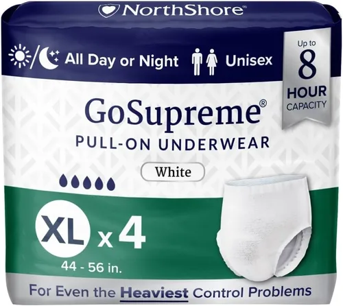 Vista 18 de NorthShore GoSupreme - Ropa interior para incontinencia nocturna, estilo pullup de 8 horas, pequeña, bolsa de 14 unidades, negro, 22-32 pulgadas