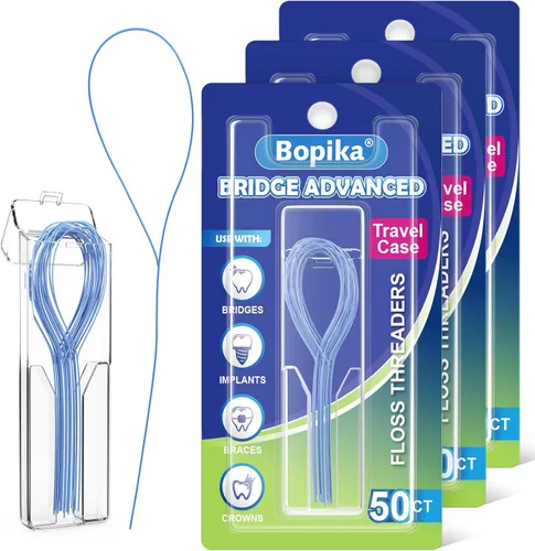Bopika Enhebradores de hilo dental para frenos, puentes e implantes 150 unidades