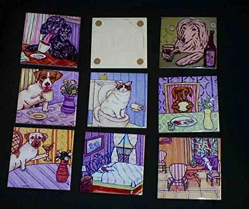Vista 3 de Siamese Cat playing Piano Decor dog art tile coaster gift