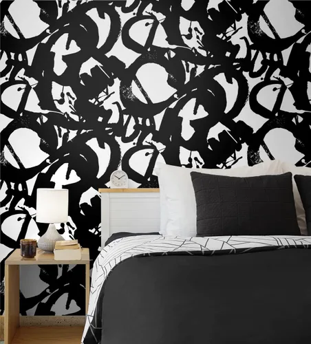 Vista 3 de NextWall Inkblot - Papel tapiz abstracto para despegar y pegar (ónix)