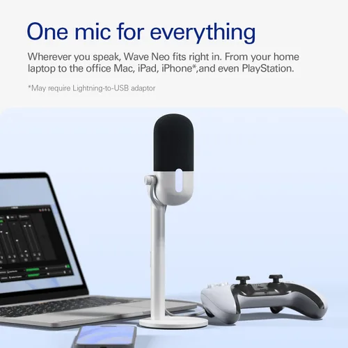 Vista 4 de Elgato Wave Neo - Micrófono de condensador USB, toque para silenciar, para juegos, transmisión, reuniones, grabación de voz