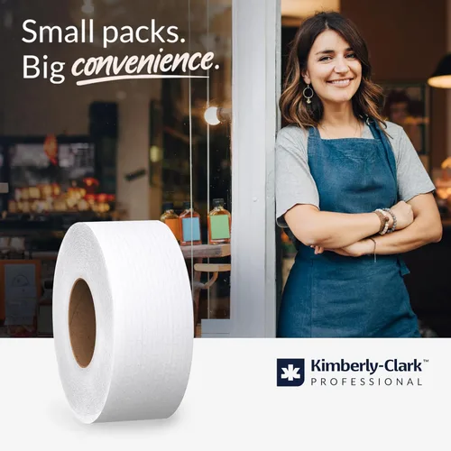 Vista 3 de Scott Professional Rollo de papel higiénico jumbo de alta capacidad, a granel (03148), 2 capas, seguro para séptico, blanco, sin perforar, compacto