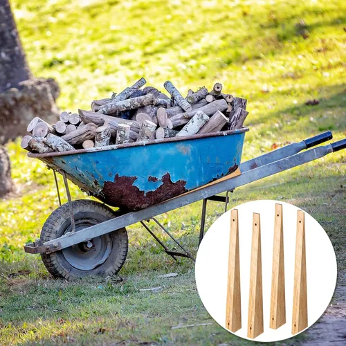 Vista 6 de Kigley 4 piezas de cuñas de madera para carretilla para remolque, vagón, hogar, jardín, patio, garaje
