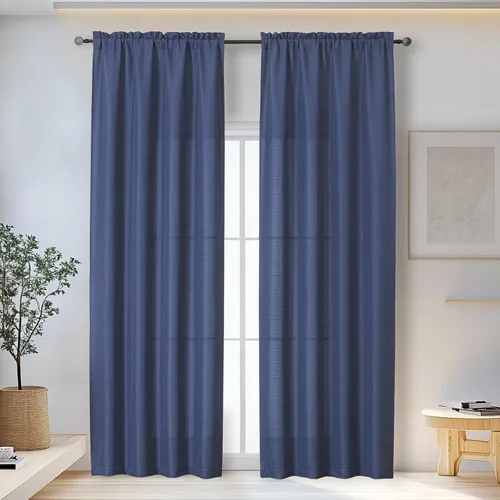 Vista 9 de OWENIE Bob Juego de 2 Paneles de Cortinas Negras de Cocina para Ventanas de 36 Pulgadas de Largo, Cortinas Cortas de Café con Textura de Lino