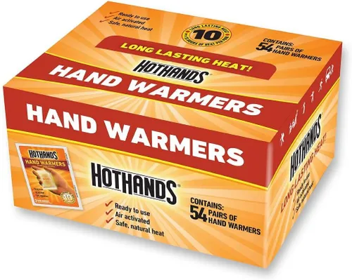 HotHands Calentadores de Manos – Calentadores Activados por Aire Seguros Naturales Sin Olor de Larga Duración – 54 Pares (54 Pares de Calentadores