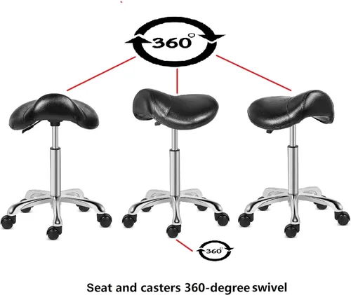 Vista 3 de Kaleurrier Taburete giratorio de altura ajustable con ruedas, taburete resistente, silla ergonómica para laboratorio, clínica, dentista, salón
