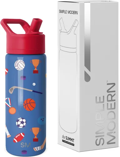 Vista 39 de Simple Modern Summit - Botella de agua con tapa con pajilla, vaso con aislamiento térmico de acero inoxidable de 14 onzas para niños pequeños