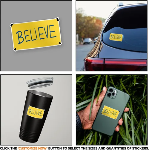 Vista 2 de Believe, Fun - Adhesivo adhesivo para coche, laptop, pared, ventana, parachoques, tamaño 4 pulgadas