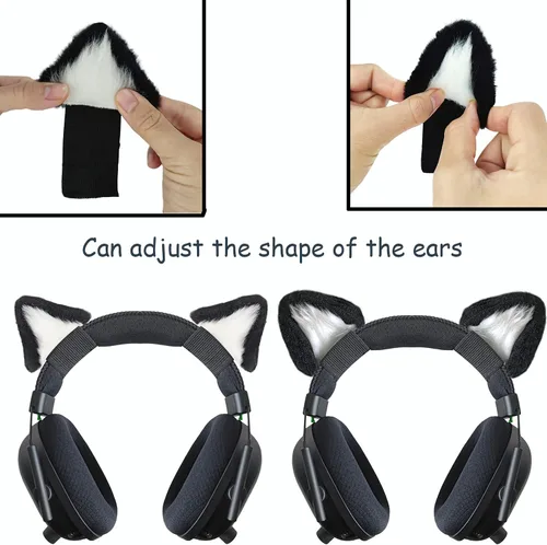 Vista 2 de RUKUHOT Bonito accesorio para auriculares con orejas de gato, diseño ajustable para auriculares Logitech G PRO HypreX Cloud/Cloud Flight y más