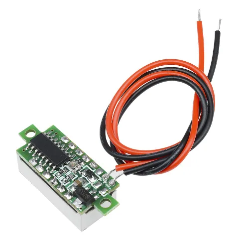 Vista 6 de diymore 10 piezas Mini Medidor de Voltaje Digital DC 2.5~30V 0.28" 2 Cables Voltímetro Digital Medidor Probador Pantalla LED Verde para Montaje