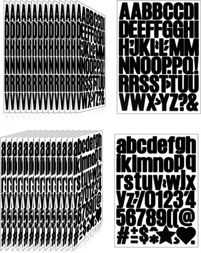 Vista 22 de Calcomanías de letras, 288 piezas, 18 hojas, vinilo autoadhesivo, impermeable, números de buzón, alfabeto para buzón, ventana, puerta, letrero, Negro