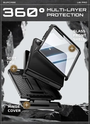 Vista 5 de SUPCASE Funda para Samsung Galaxy Z Flip 7 con soporte integrado y clip para cinturón (Unicorn Beetle Pro), [protección de bisagra]