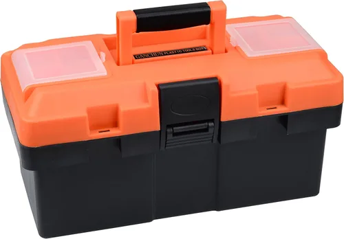 Caja de herramientas de plástico, caja de herramientas portátil de 14 pulgadas, caja de herramientas de plástico con bandeja de herramientas