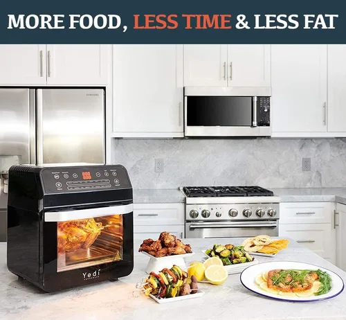 Vista 4 de Yedi Total Package - Horno con freidora de aire 18 en 1, freidora de aire con asador y deshidratador + 100 recetas, 12.7 cuartos de galón
