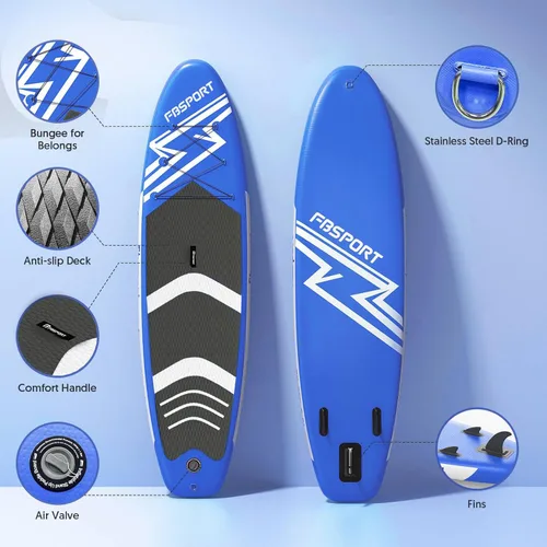 Vista 52 de FBSPORT Tabla de remo de pie prémium de 11 pies, tabla de yoga con accesorios de SUP y bolsa de transporte, amplia posición, control de surf