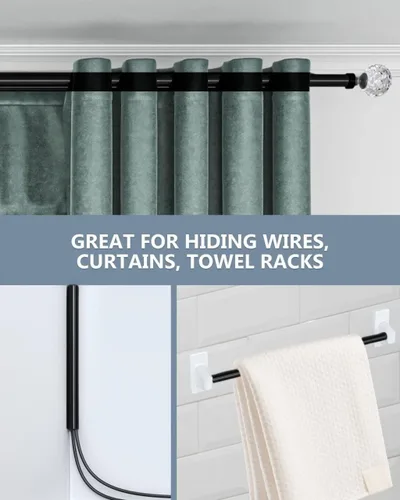 Vista 7 de TidyFriend - Funda para barra de ducha, paquete de 2 barras de cortina de ducha de 58 pulgadas, protector y fácil de instalar (negro)