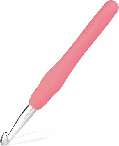 Vista 24 de Gancho de ganchillo de 5,5 mm, mango ergonómico para manos artríticas, agujas de tejer extra largas para principiantes y lana para crochet (5,5 mm)