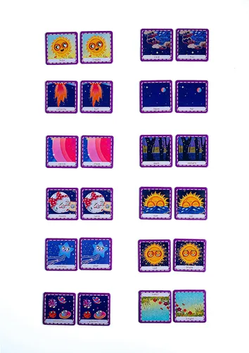 Vista 3 de Feppy Juego de memoria bilingüe para aprender español e inglés, 24 piezas (12 pares), tarjetas a juego para niños pequeños, juegos de tarjetas