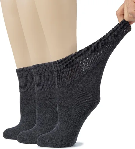 Vista 24 de Hugh Ugoli Calcetines tobilleros de algodón para mujer para diabéticos, anchos, sueltos, elásticos, puntera sin costuras, semiacolchado superior sin