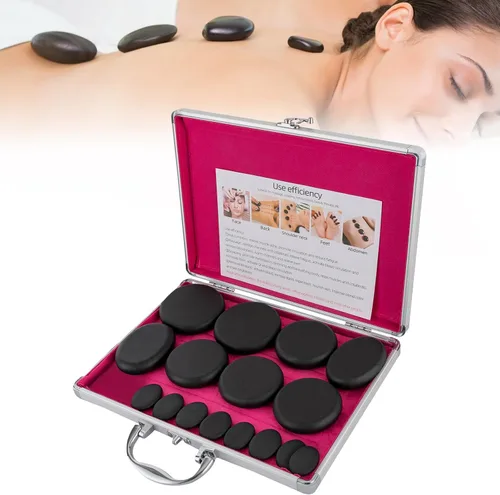 SHZICMY Hot Stones - Juego de masaje, 16 piedras calientes de basalto con kit de calentador para spa profesional o en casa, relajación, curación,