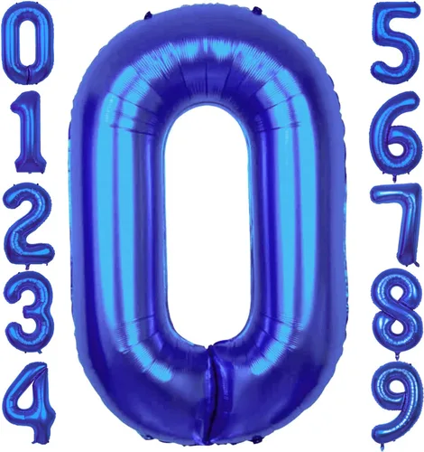 Globos gigantes de 40 pulgadas de color azul marino con el número 0 | Globo de 0 dígitos, globos del número 0 | Globo azul oscuro 0 para decoración