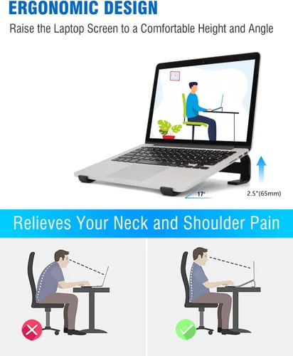 Vista 3 de Soporte para laptop para escritorio, elevador ergonómico de aluminio para laptop, soporte ventilado para portátil compatible con MacBook Air Pro