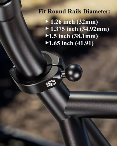 Vista 5 de BRCOVAN Soporte de barra mediana de bola de 1 pulgada, base de abrazadera de aleación de aluminio, apto para rieles redondos de 1.26 pulgadas