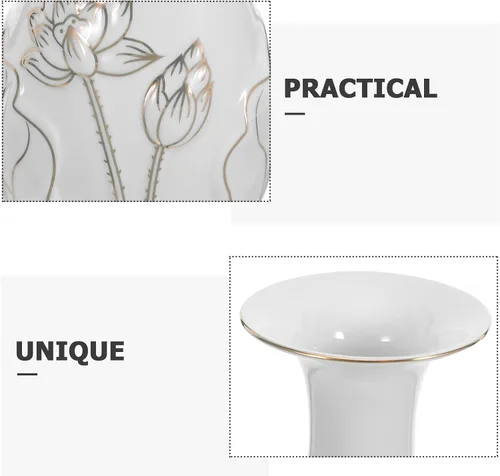 Vista 5 de DECHOUS Jarrón de Buda de porcelana blanca para decoración de flores, florero floral de cerámica con forma de loto