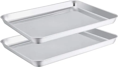 Vista 8 de Teamfar, charola compacta de acero inoxidable para horno, charola para horno profesional, 8 pulgadas x 10 pulgadas x 1 pulgada, resistente