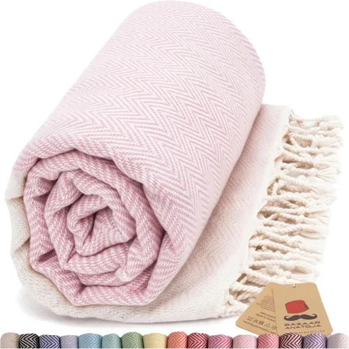 Vista 45 de Bazaar Anatolia Toalla de baño turca, 100% algodón, decoración bohemia de granja de secado rápido, manta de otoño para baño, de gran tamaño, 71 x 39