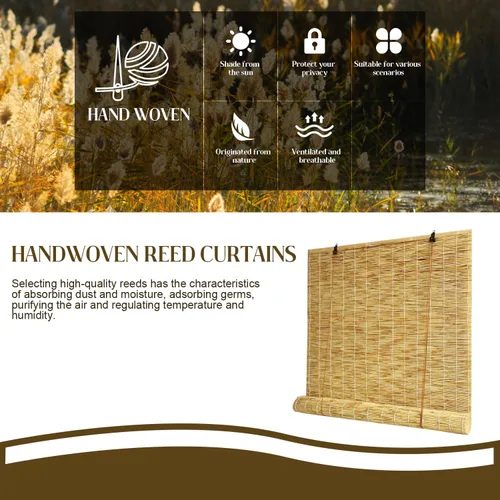 Vista 2 de Persianas enrollables de caña para exteriores, persianas enrollables de bambú retro, anti-UV e impermeable, adecuadas para interiores y exteriores