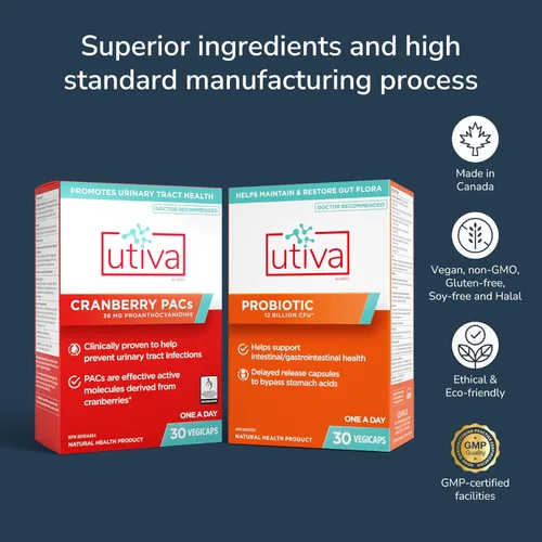 Vista 4 de Paquete de energía Utiva 36PAC 10% 30 días Paquete con 36 mg de PAC solubles de arándano (DMACA2) y 30B CFU Probiotic Power