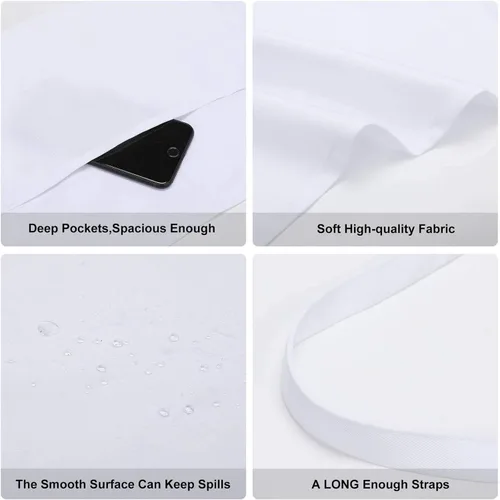 Vista 7 de Server Aprons with 3 Pockets Waist Apron Waterproof Half Apron Flower Decorative Pattern Short Cooking Aprons Bib