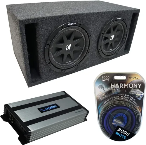 Harmony Audio HA-A800.1 Amplificador de subwoofer universal para coche Clase D Amplificador mono de 1600 W, 43C104 10 pulgadas Serie C10 Sub y