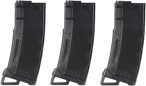 Lancer Tactical Airsoft M4 M16 Serie de Polímero 130 Tiros con Ventana Transparente de Alta Velocidad Cargador Mid-Cap Airsoft - Paquete de Tres