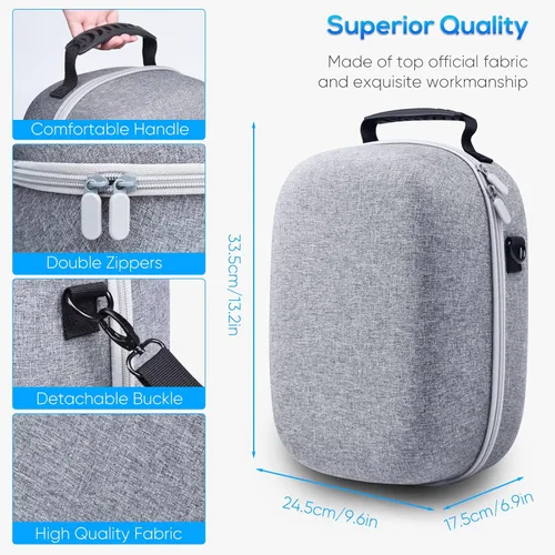 Vista 6 de YUANHOT - Funda de transporte rígida compatible con PS VR2, funda protectora ligera de viaje con protector de lente, correas de velcro y tira