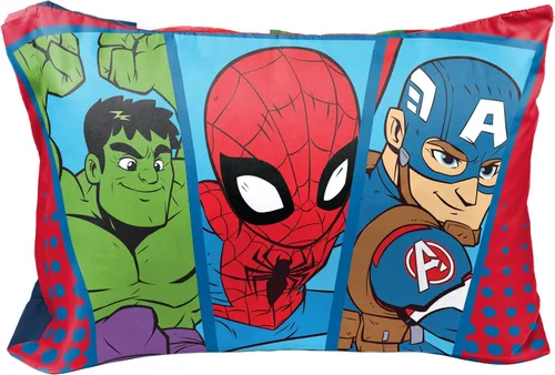 Vista 3 de Jay Franco Marvel Super Hero Adventures - Juego de 2 fundas de almohada de doble cara para niños, súper suave, con Capitán América, Hulk, Iron Man
