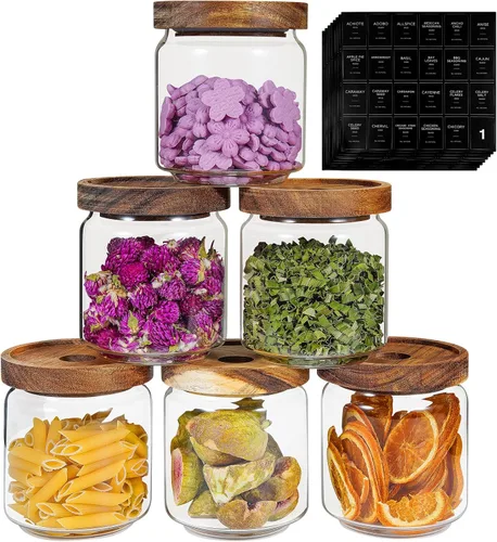 Vista 22 de Tarro de vidrio con tapa superior de rosca, tarros de vidrio de borosilicato de 37 onzas, recipientes de condimentos para cocina, recipientes