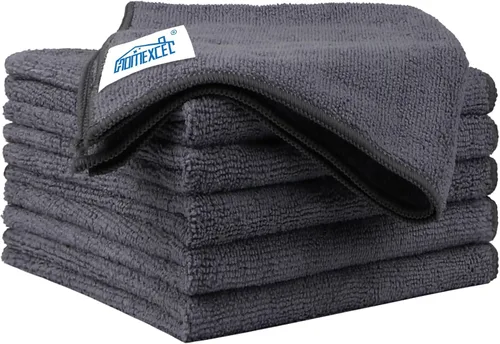 Vista 17 de HOMEXCEL Paquete de 6 paños de limpieza de microfibra negros, toallas de microfibra de 12.5 x 12.5 pulgadas para automóviles, paño de lavado