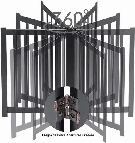 Vista 6 de LZRS Puerta de madera independiente para perros, 40 pulgadas de ancho x 24 pulgadas de alto, valla de seguridad plegable de madera maciza para Negro