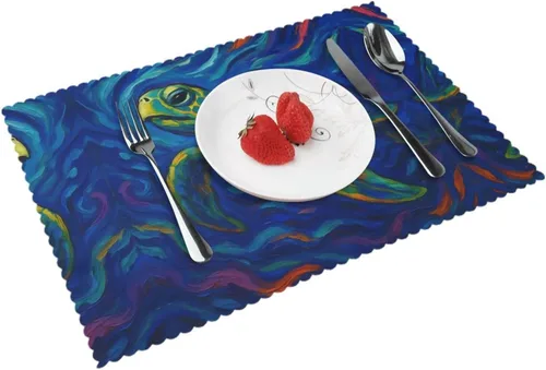 Vista 17 de Rectangular Placemats Set of 4, Heat Resistant Cucumber Printed Kitchen Dining Table Mats