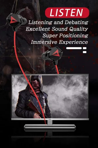 Vista 5 de Battle Buds Pro auriculares intrauditivos para juegos con micrófono dual, control de silencio y volumen, auriculares con cable para juegos móviles