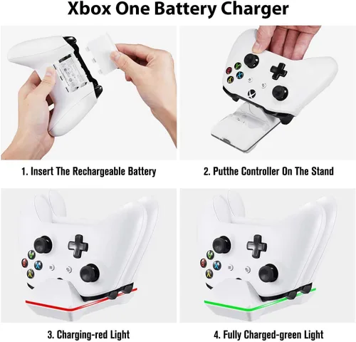 Vista 5 de Controller Charger for Xbox One CVIDA Dual Xbox OneOne SOne Elite Not for Xbox Series XS 2020 Charging Station with 2 Rechargeable Battery Packs for