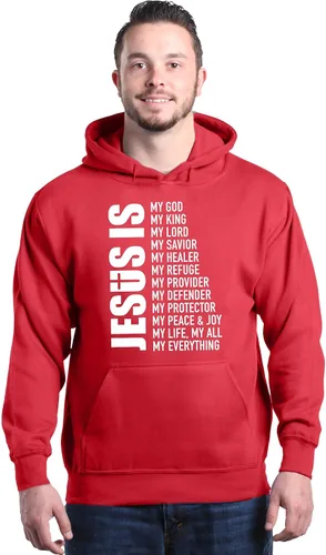 Vista 3 de shop4ever Jesús es Todo para Mí, Mi Dios, Mi Señor, Mi Salvador Sudaderas con capucha cristianas Rojo