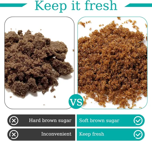 Vista 5 de Contenedor de azúcar moreno hermético, contenedor de almacenamiento de azúcar moreno de 1.3 cuartos (42 onzas/1.2 L) con cuchara, tarro transparente