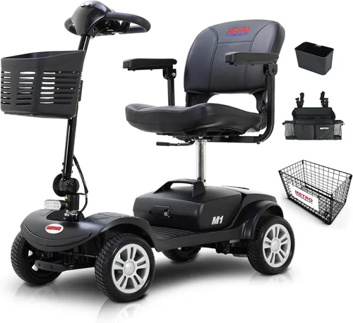 Metro Mobility Patinetes eléctricos de movilidad de 4 ruedas para adultos, capacidad de 300 libras, scooter plegable de movilidad para personas