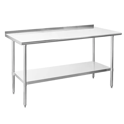 Vista 47 de Hally - Mesa de trabajo y preparación de acero inoxidable, mesa comercial de gran resistencia con estante inferior y salpicadero para restaurante