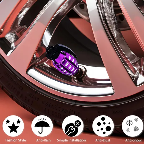 Vista 20 de 4 tapas de válvula de neumático, cubiertas universales de válvula de neumático de aleación de aluminio para automóviles, camiones, SUV, Negro